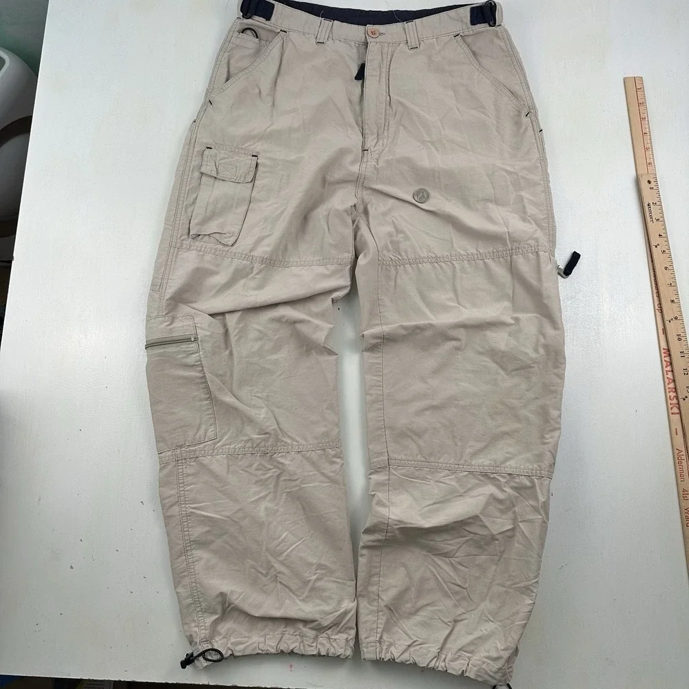VTG 90s‎ Y2K Sonoma Paratrooper Pants Men Fits 33x30 Tan Beige Parachute Cargo